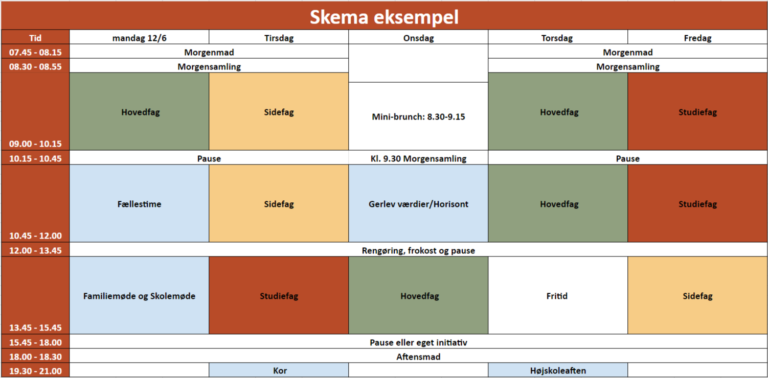 Skema eksempel | Gerlev Idrætshøjskole