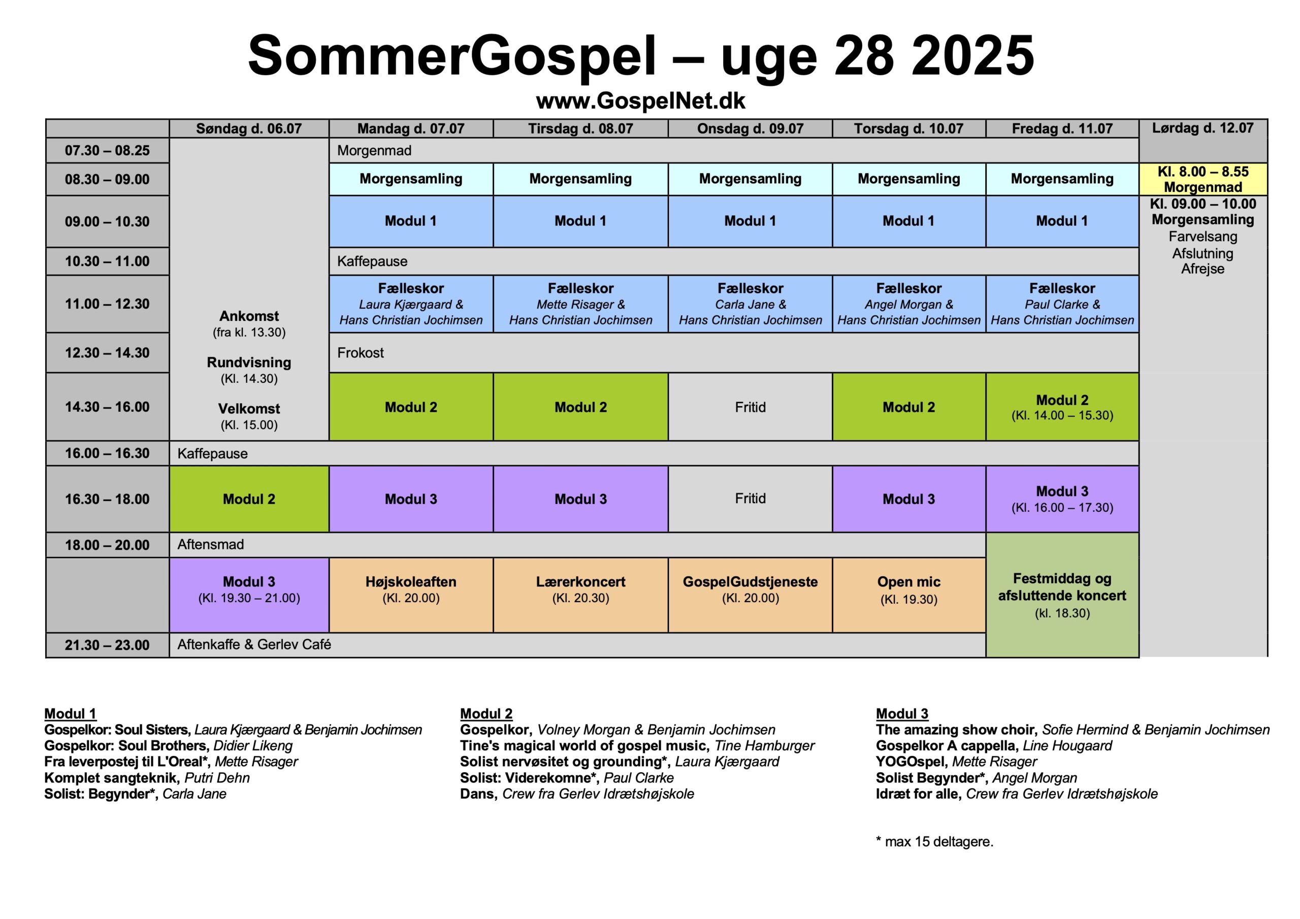 Sommergospel uge 28 skema