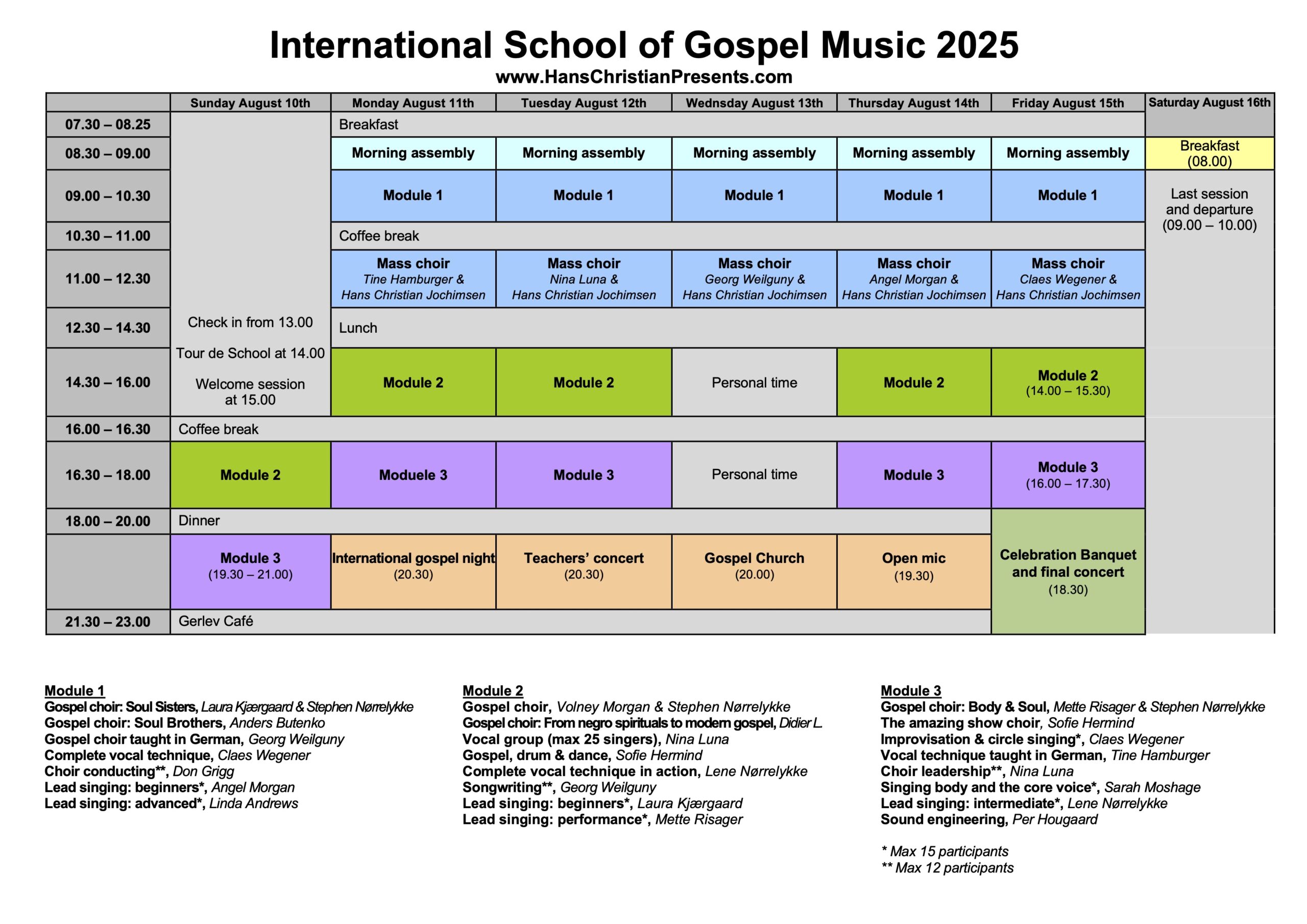 Schedule Gospel 2025